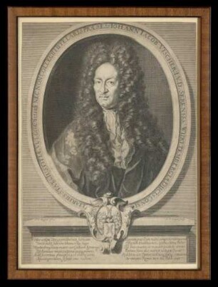 Kupferstich Johann Jakob Vischer (1647-1705), württembergischer Oberratspräsident, Jurist, Zeichner J.C. Degen, Stecher Johann Adam Seupel, 39 cm hoch x 29 cm breit, im Glasrahmen