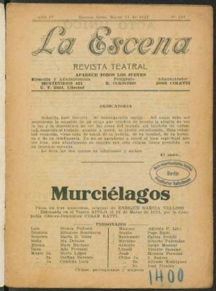 Murciélagos : pieza en tres momentos