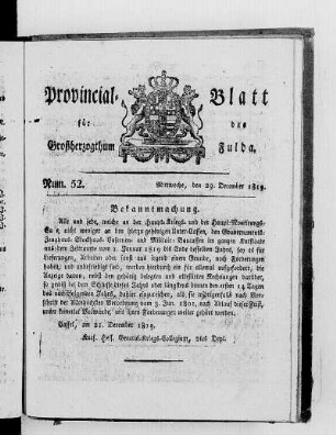 Num. 52, Ausgabe vom 29. Dezember 1819
