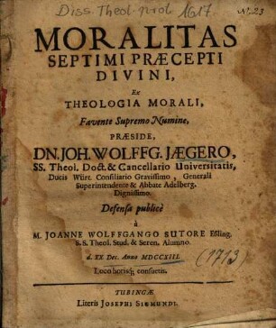Moralitas Septimi Praecepti Divini : Ex Theologia Morali