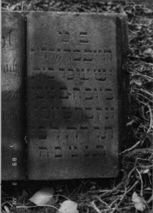 Grabstein 475 (Index: 100093137) Zustand: liegend Maße HxBxT: 38x49x45 cm Beschreibung: Stein in Form eines aufgeschagenen Buches Besonderheit: Kindergrab: Grabstein 475A