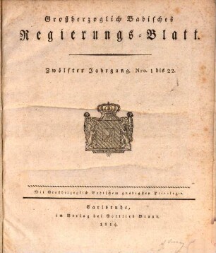 Großherzoglich Badisches Regierungsblatt. 1814