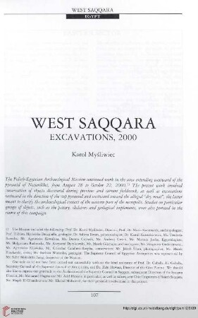12: West Saqqara : excavations, 2000