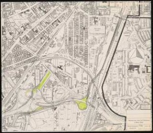 Verbindung Schöneberg - Tempelhof - Kreuzberg, Berlin Schinkelwettbewerb 1986: Übersichtslageplan Variante 3 1:2500