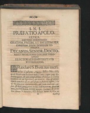 Praefatio Apologetica.