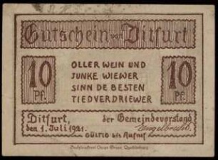 10 Pf. Gutschein von Ditfurt