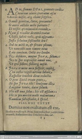 Psalmus CXXXI. Domine non exaltateum est cor