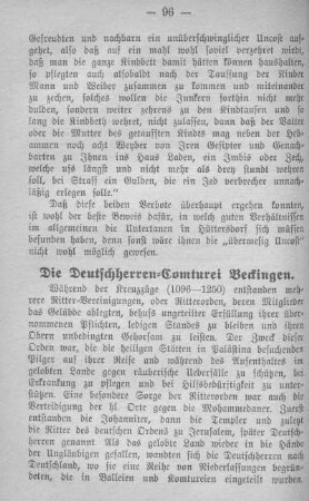 Die Deutschherren=Comturei Beckingen.