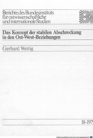 Das Konzept der stabilen Abschreckung in den Ost-West-Beziehungen