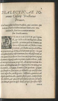 Dialecticae Ioannis Caesarii Tractatus Primus.