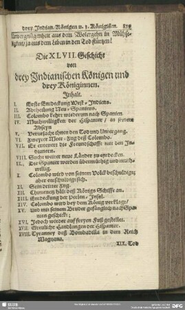 Die XLVII. Geschicht von drey Indianischen Königen und drey Königinnen