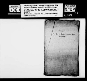 Kollektaneen [des Rechtskonsulenten Karl von Alberti] zur Geschichte der Grafen von Zimmern