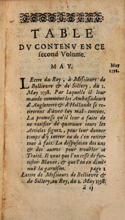 Mémoires de Messieurs Bellièvre et de Sillery : Contenant un journal concernant la négotation de la paix traitée à Vervins l'an 1598 .... 2