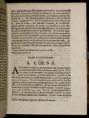 Pars Posterior De S. Coena. Thes. I. [-] Th. XV.