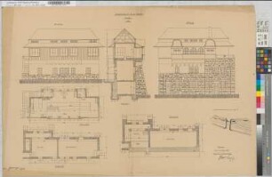 Stellwerksgebäude "Pr" auf Bahnhof Preußen: Grundrisse, Ansichten, Schnitt, Lageplan, M. 1:50 Hgs, Sknr.: 2, Fanr.: 8, Bunr.: 1
