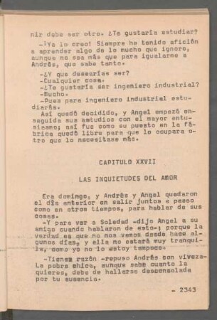 Capítulo XXVII - Las inquietudes del amor