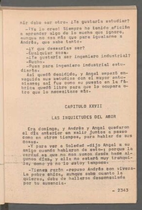 Capítulo XXVII - Las inquietudes del amor