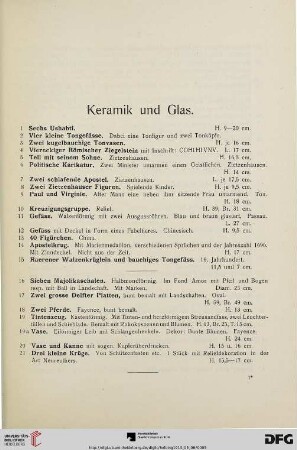 Keramik und Glas (Nr. 1-67)