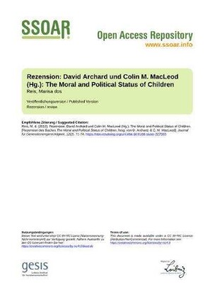 Rezension: David Archard und Colin M. MacLeod (Hg.): The Moral and Political Status of Children