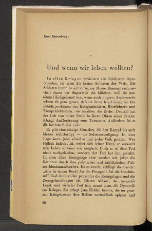 Und wenn wir leben wollten?