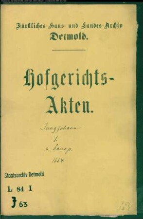 Jungjohann, Claus in Minden gegen Christoph von Donop zu Borkhausen - Schuldforderung