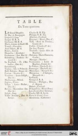 Table Du Tome quatrieme