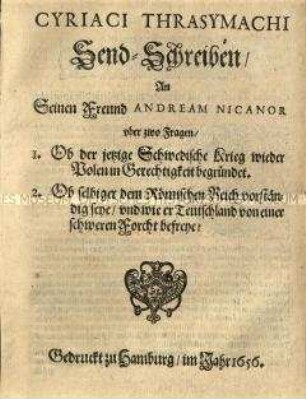 Rechtfertigung des Einmarsches der Schweden in Polen 1655