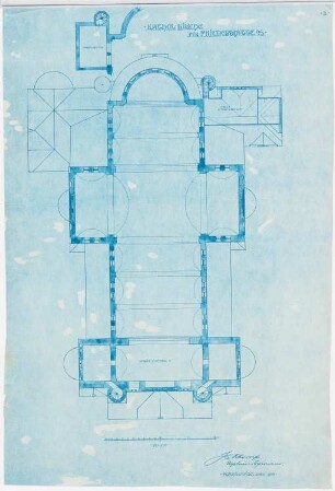 Paulus-Kirche und Pfarrhaus, Friedenshütte: Emporengrundriss 1:100
