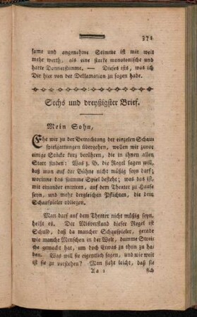 Sechs und dreyßigster Brief - Vierzigster Brief