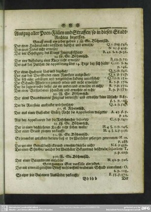 Auszug aller Poen-Fällen und straffen, so in diesen Stadt-Rechten begriffen