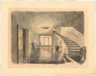 Unbekanntes Projekt (Repräsentatives Wohnhaus): Perspektivische Ansicht (Innenraum: Halle)