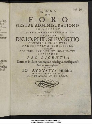 De Foro Gestae Administrationis
