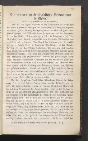 Die neueren christenfeindlichen Bewegungen in China