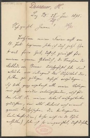Brief an B. Schott's Söhne : 28.06.1895