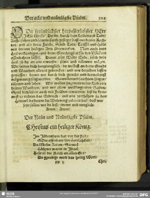 Der Neun und Neuntzigste Psalm. Christus ein heiliger König