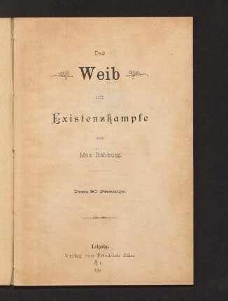 Das Weib im Existenzkampfe
