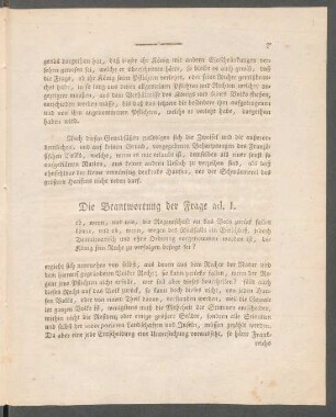Die Beantwortung der Frage ad. I.
