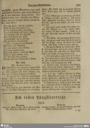 Am ersten Pfingstfeyertage