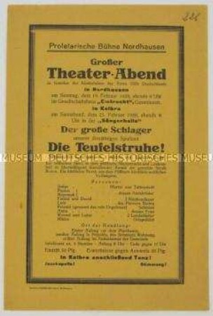 Programmzettel der Proletarischen Bühne Nordhausen zu einem Theaterabend