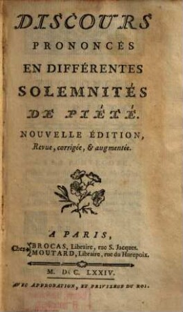 Discours Prononcés En Différentes Solemnités De Piété