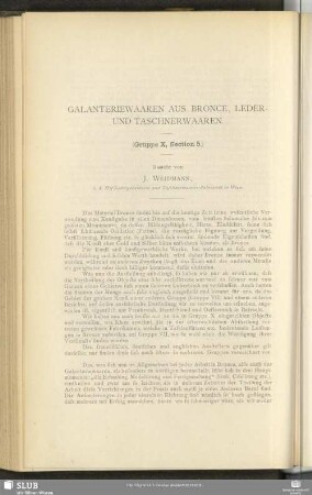 Galanteriewaaren Aus Bronce, Leder- Und Taschnerwaaren