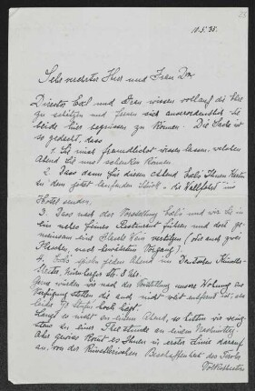 Brief von Alois Brandl und Jula Brandl an Gerhart Hauptmann und Margarete Hauptmann