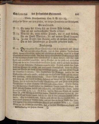 Vierte Unterhandlung Cap. I. V. 12 - 14. zwischen der Braut und ihres gleichen, den übrigen Freundinnen des Bräutigams.