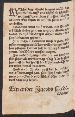 WElcher das ellendt bawen wöll/ der || mach sich auff vnd rüst sich schnell/ ||