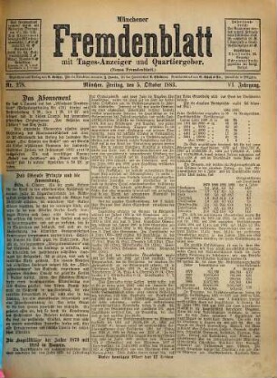 Münchener Fremdenblatt : mit Tagesanzeiger und Quartiergeber. 1883,10/12 = Jg. 6