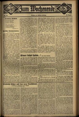Zweite Ausgabe vom Sonntag, den 26. August 1934.