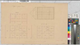 Entwurf zu einem 70 Fuß großen Wohnhaus z.T. kolorierte Probezeichnung von J.H. Compes