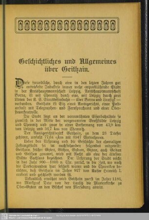 Geschichtliches und Allgemeines über Geithain