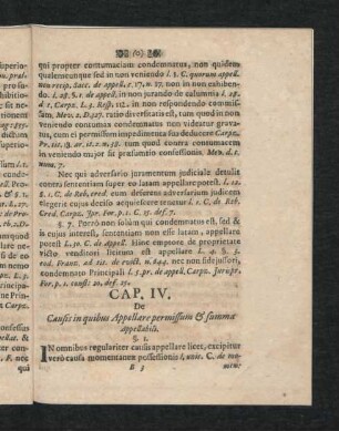 Cap. IV. De Causis in quibus Appellare permissum & summa Appellabili.