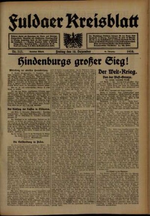 Ausgabe vom Freitag, den 18. Dezember 1914.